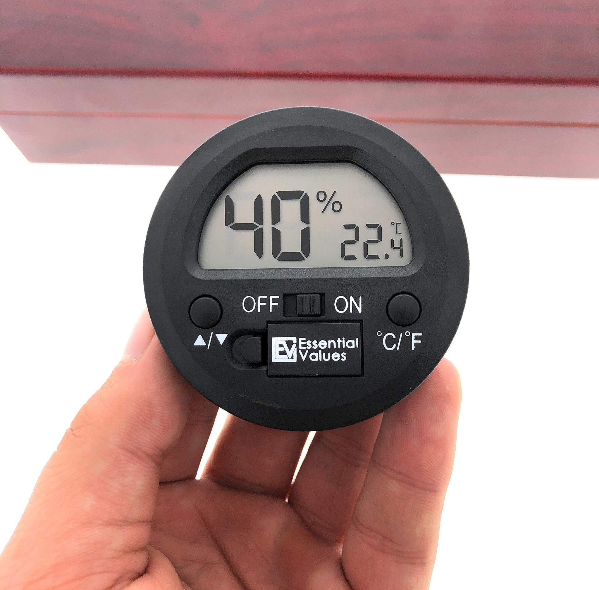 Portable Digital Thermometer Hygrometer Round Cigar Temperature