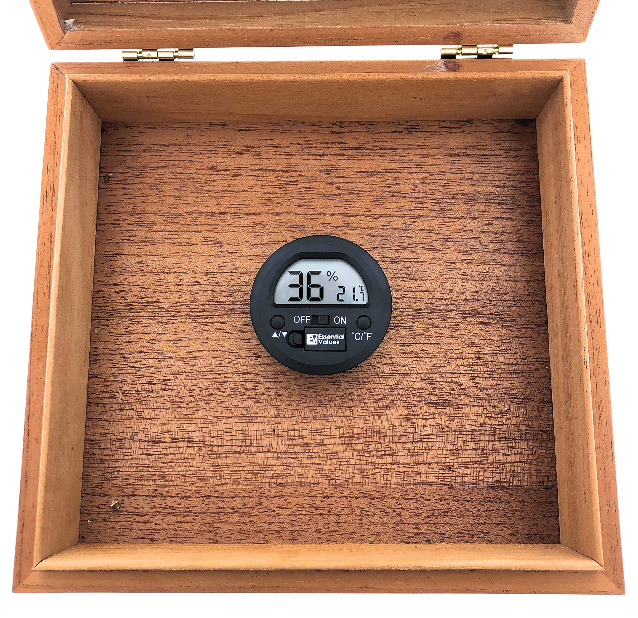 Black hygrometer and small digital thermometer for cigar boxes